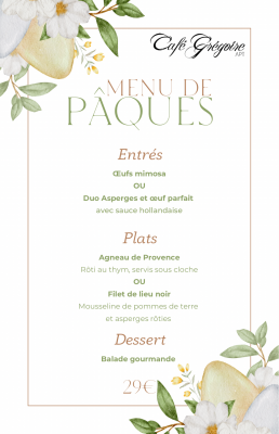 Minimalist and elegant easter menu